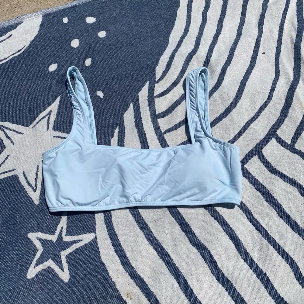 Billabong Sol Search Tank Bikini Top in Baby Blue Sz L Beach Surf Swim